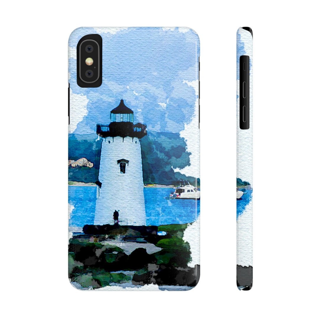 Slim Cute Phone Cases for Iphone - | iPhone 15 Case | iPhone 15 Pro Max Case, Iphone 14 Case, Iphone 14 Pro Max, Iphone 13, Beach Lighthouse Blue - Studio40ParkLane