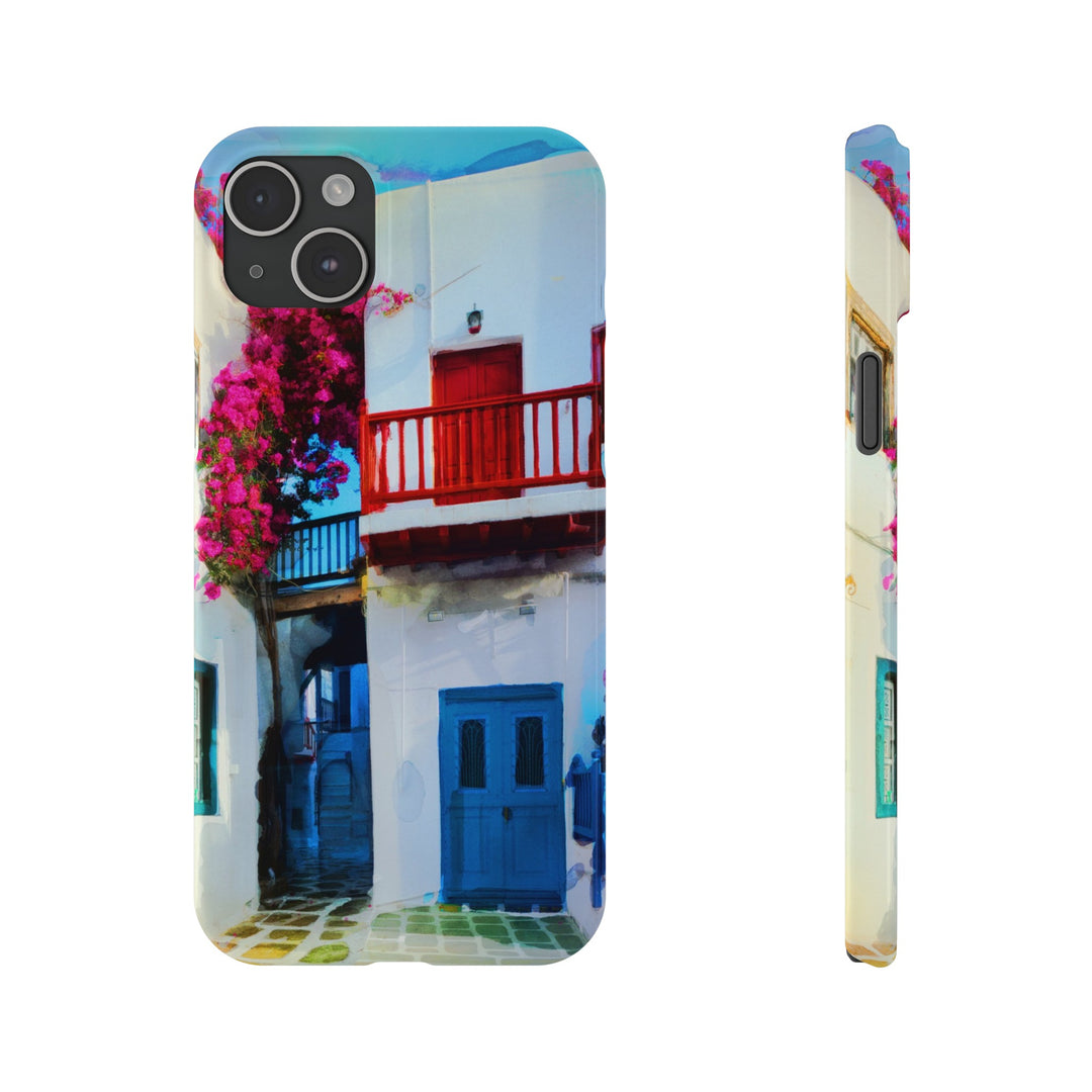 Slim Cute Phone Cases for Iphone | iPhone 15 Case | iPhone 15 Pro Max Case, Iphone 14, Iphone 14 Pro Max, Iphone 13, Colorful Greek Alley Watercolor - Studio40ParkLane