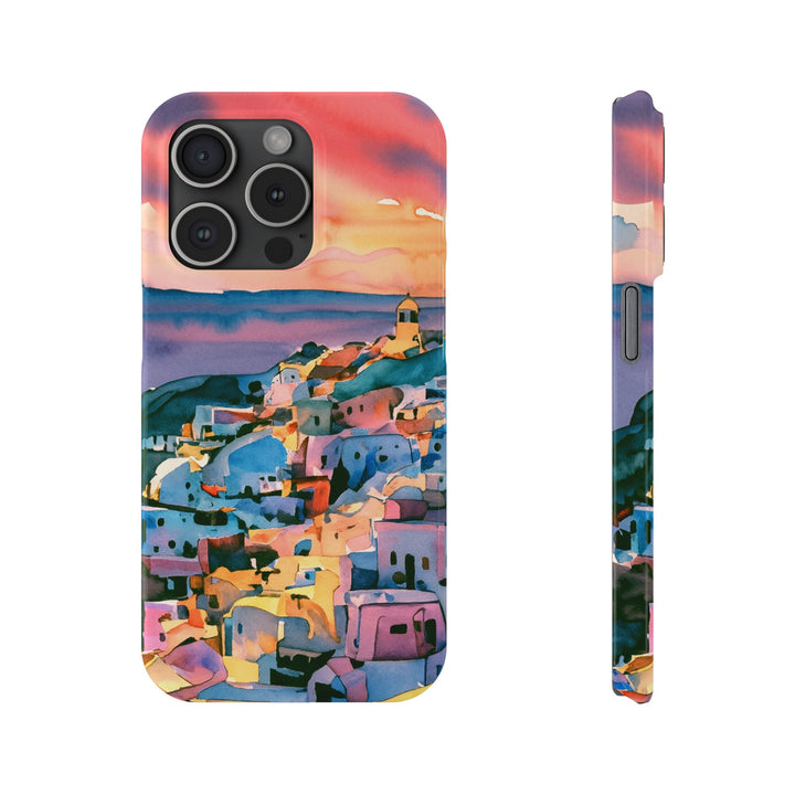 Slim Cute Phone Cases for Iphone | iPhone 15 Case | iPhone 15 Pro Max Case, Iphone 14, Iphone 14 Pro Max, Iphone 13, Colorful Greek House Watercolor - Studio40ParkLane