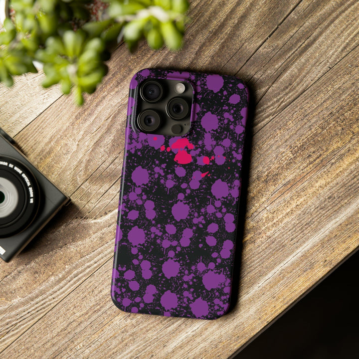 Slim Cute Phone Cases for Iphone - | iPhone 15 Case | iPhone 15 Pro Max Case, Iphone 14 Case, Iphone 14 Pro Max, Iphone 13, Purple Pink Paint Blots Splash - Studio40ParkLane