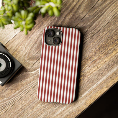 Tough Premium Red Stripes Phone Case Gift for Her - For Apple iPhone 16 Pro Max 16e iPhone 15 Pro iPhone Iphone 14 Plus 13 Pro 12 SE XR - Studio40ParkLane