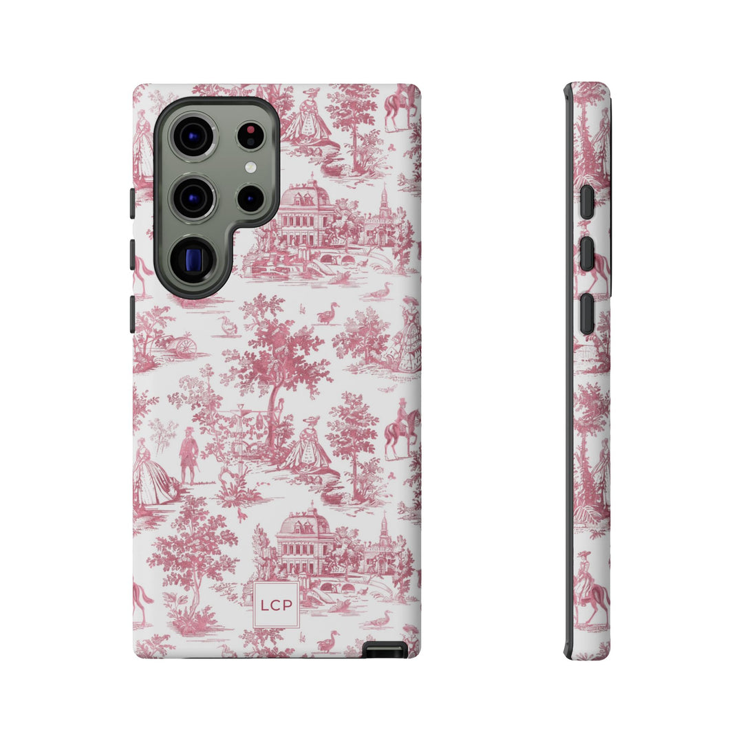 Personalized Custom French Toile Tough Cute Phone Case For Apple iPhone 18, 17, 16, 15 14, Pro Max, Samsung Galaxy S26, S25, S24 Plus Ultra
