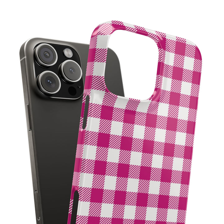 Slim Pink Gingham Gift for Her Cute Phone Cases for Iphone 16 Pro Max | iPhone 15 Case | iPhone 15 Pro Max Case, Iphone 14, 13, 12, 11, 10, 8, 7 - Studio40ParkLane