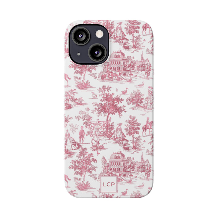 Slim Personalized Slim Pink Vintage French Toile Cute Phone Cases for Iphone 16 Pro Max | iPhone 15 Case | iPhone 15 Pro Max Case, Iphone 14, Iphone 14 Pro Max, Iphone 13 12 11 8 7 - Studio40ParkLane