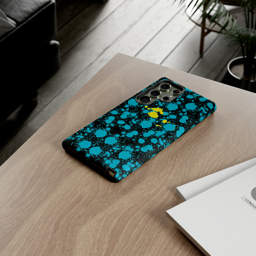 Cute Samsung Phone Cases, Blue Paint Splash Designer Samsung Galaxy S23 Phone Case, Samsung S22 Case, Samsung S21 Case, S20 - Studio40ParkLane