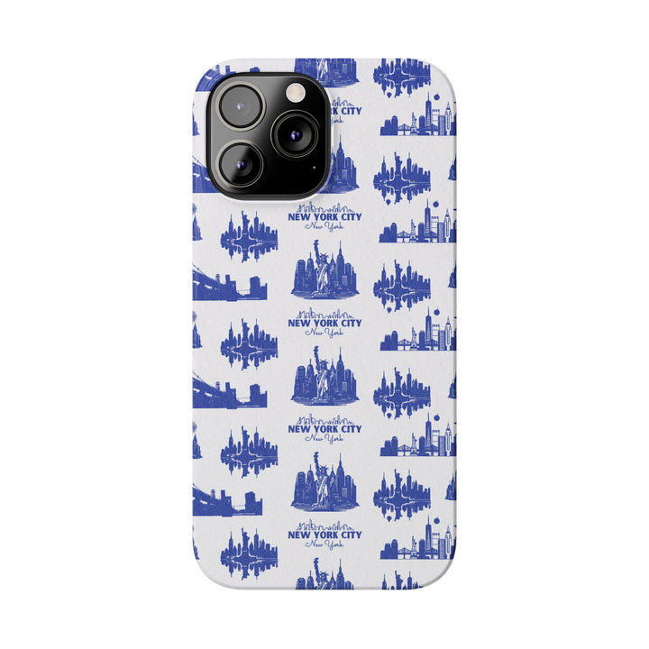 Slim New York Skyline Blue Collage Coquette Gift for Her Cute Phone Cases for Iphone 16 Pro Max | iPhone 15 Case | iPhone 15 Pro Max Case, Iphone 14, Iphone 14 Pro Max, Iphone 13 12 11 8 7 - Studio40ParkLane