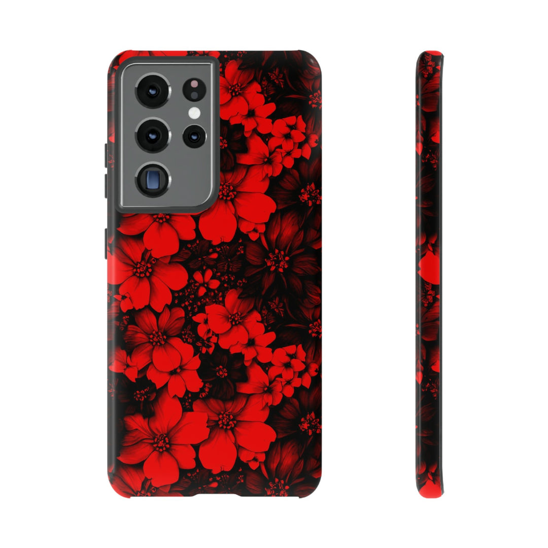 Cute Samsung Phone Case | Aesthetic Samsung Phone Case | Galaxy S23, S22, S21, S20 | Red Black Flowers, Protective Phone Case - Studio40ParkLane