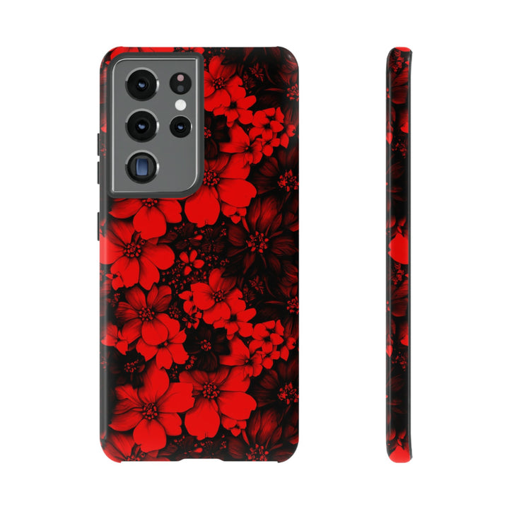 Cute Samsung Phone Case | Aesthetic Samsung Phone Case | Galaxy S23, S22, S21, S20 | Red Black Flowers, Protective Phone Case - Studio40ParkLane