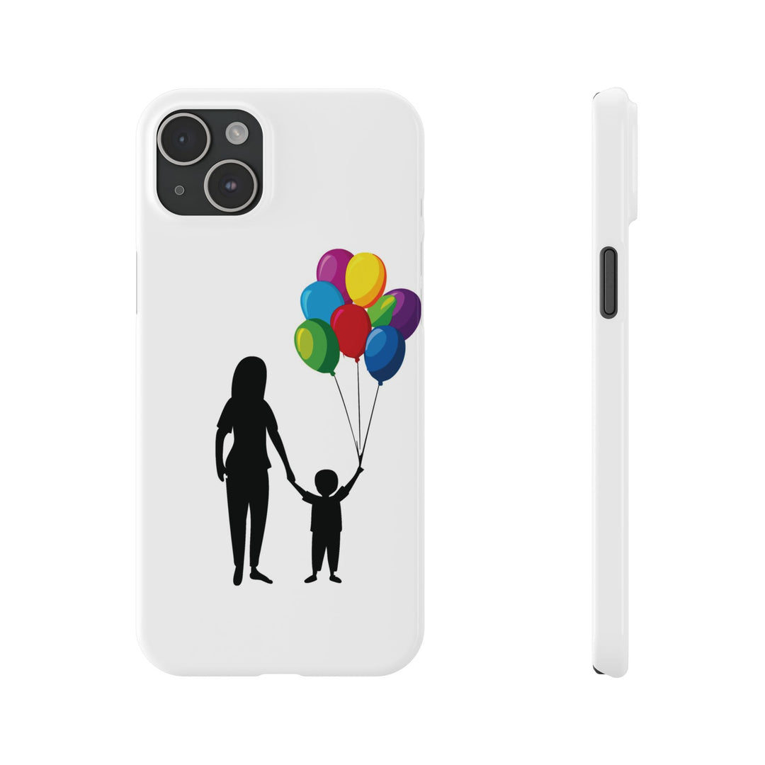 Slim Mother Child Balloons Gift for Her Cute Phone Cases for Iphone 16 Pro Max | iPhone 15 Case | iPhone 15 Pro Max Case, Iphone 14, 13, 12, 11, 10, 8, 7 - Studio40ParkLane