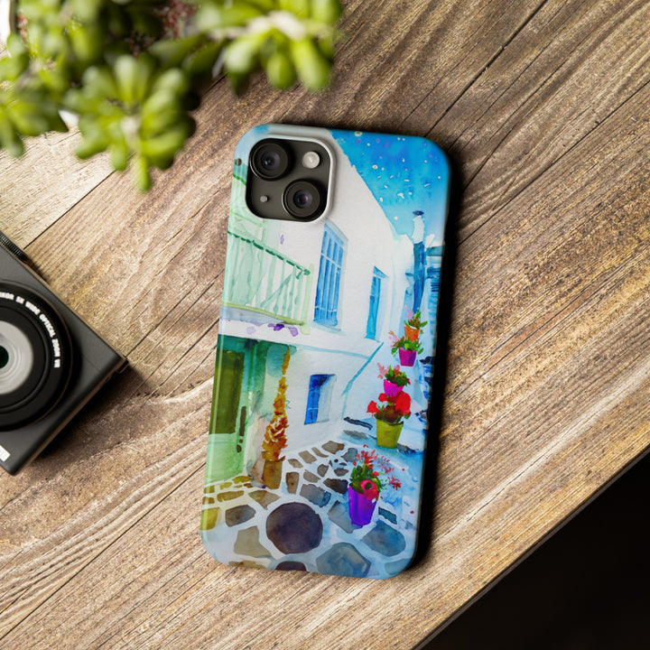 Slim Cute Phone Cases for Iphone | iPhone 15 Case | iPhone 15 Pro Max Case, Iphone 14, Iphone 14 Pro Max, Iphone 13, Colorful Greek Alley Watercolor - Studio40ParkLane