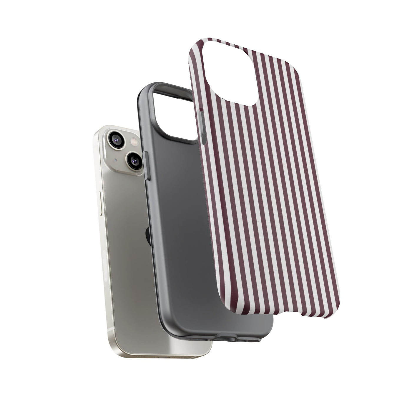 Tough Premium Burgundy Stripes Phone Case Gift for Her - For Apple iPhone 16 Pro Max 16e iPhone 15 Pro iPhone Iphone 14 Plus 13 Pro 12 SE XR - Studio40ParkLane