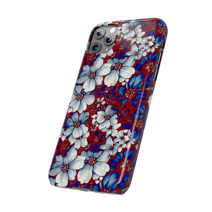 Slim Cute Phone Cases for Iphone - | iPhone 15 Case | iPhone 15 Pro Max Case, Iphone 14 Case, Iphone 14 Pro Max, Iphone 13, Red Blue Flowers - Studio40ParkLane