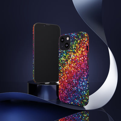 Faux Chic Play on Glitter Effect Cute Phone Case, for IPhone 16 pro Max | Iphone 15, Iphone 14, IPhone 13 Case, 11 8 7, Samsung Galaxy S24, S23, S22, S21, 2 Layer Protection