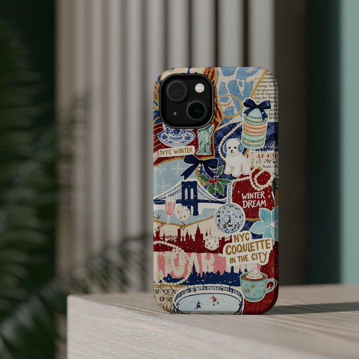 New York Winter Coquette Collage Tough Magsafe Cute Phone Cases for Iphone | iPhone 17 Pro Max Case, Iphone 16, Iphone 15 14 13 12 11 10 9