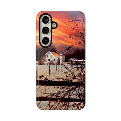 Impact Resistant, Winter Sunset Cute Phone Cases for Samsung S24, S23, S22, S21, IPhone 15 pro Iphone 14 pro Iphone 13 IPhone 12 Iphone 11