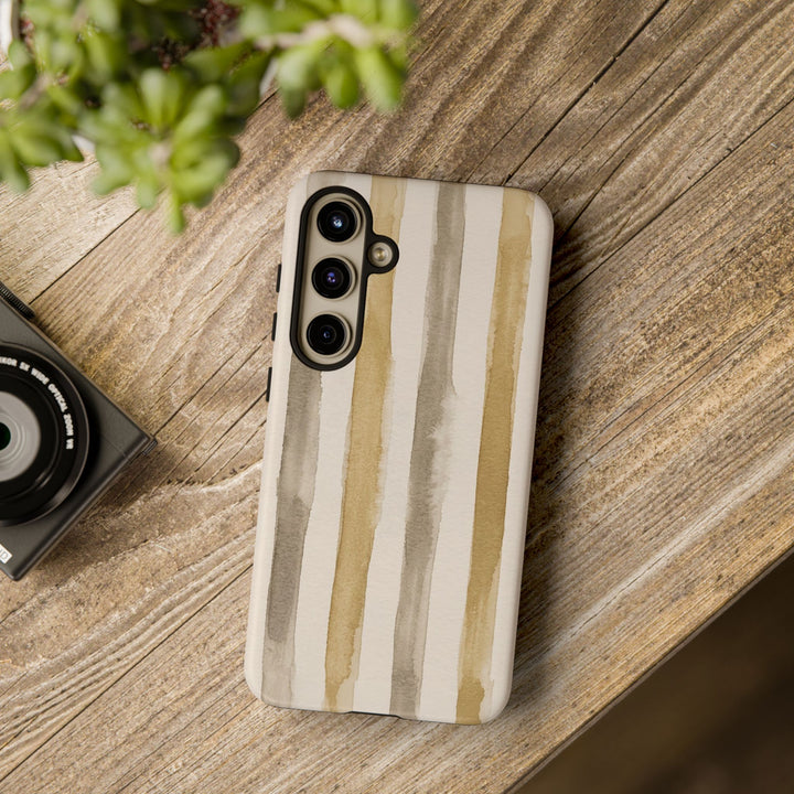 Tough Cute Brown Beige Stripes Phone Case, for IPhone 17 Pro Max | Iphone 17 Air, Iphone 16, IPhone 15, 14 13 12, Samsung Galaxy S26, S25, S24, S23 - Studio40ParkLane
