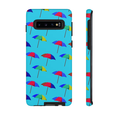 Cute Samsung Phone Case | Aesthetic Samsung Phone Case | Galaxy S23, S22, S21, S20 | Colorful Beach Parasols Blue, Protective Phone Case