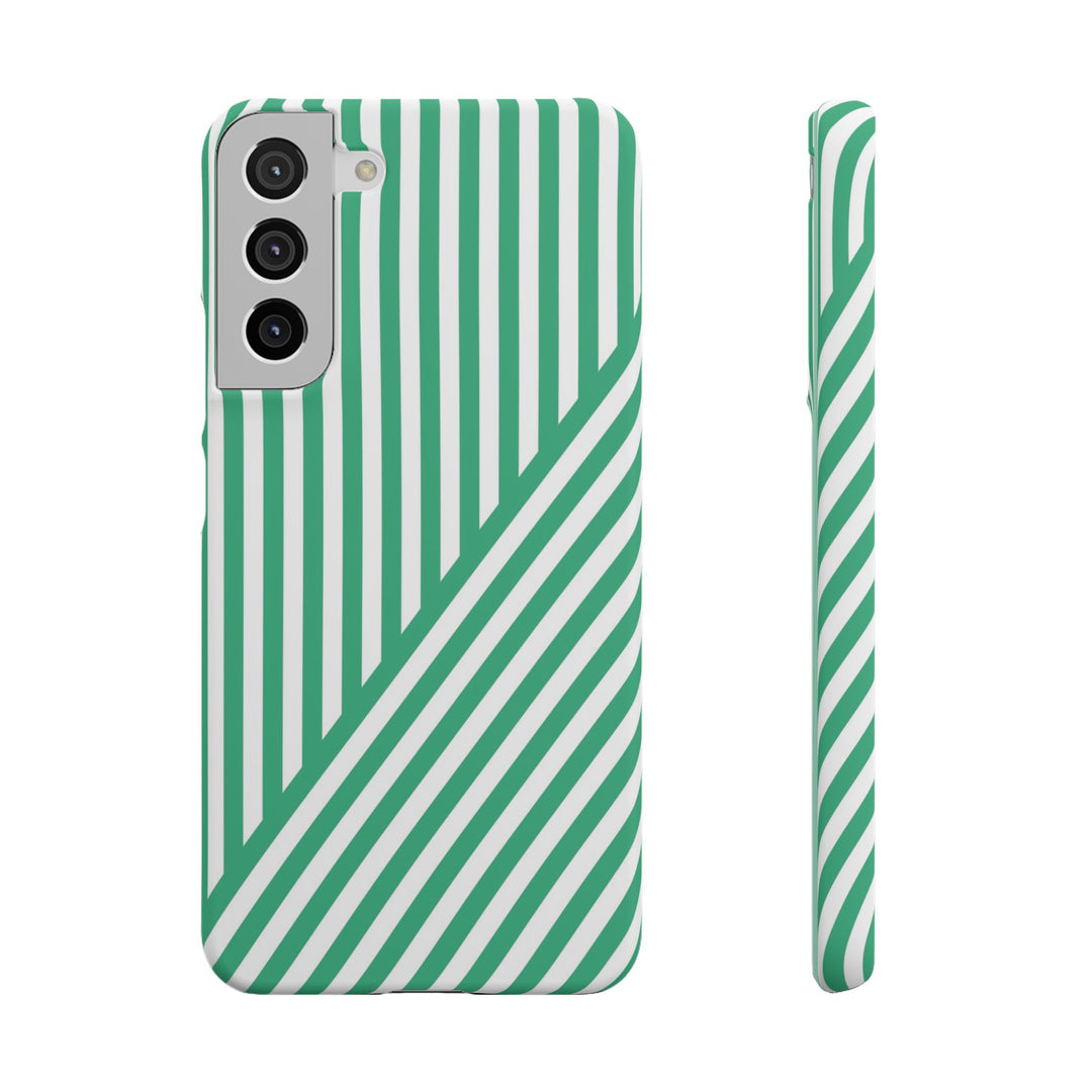 Aesthetic Emerald Stripes Cute Phone Case Sleek Snap - For iPhone 17 Pro Max iPhone 16 Pro iPhone 15 Iphone 14 Plus 13 Pro 12 11 10 Gift