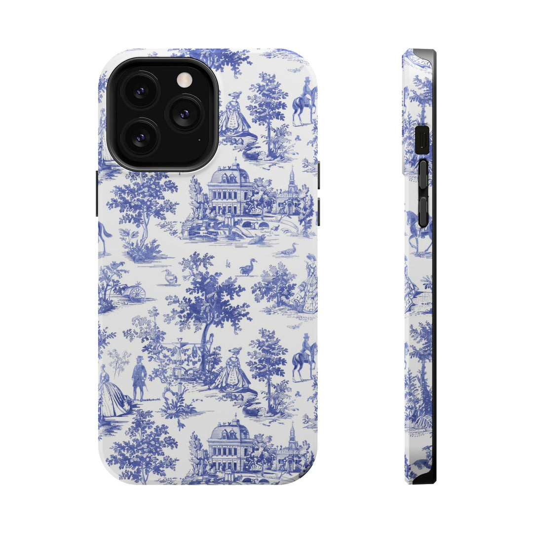 Blue Toile Magnetic Impact-Resistant Cute Phone Case for Iphone 16, iPhone 15 Pro Max Plus 14, 13, 12, 11 Gift for her - Studio40ParkLane