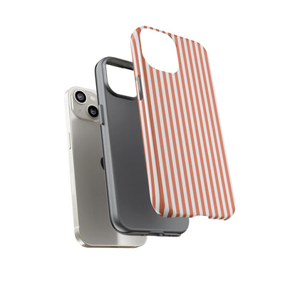 Tough Premium Peach Stripes Phone Case Gift for Her - For Apple iPhone 16 Pro Max 16e iPhone 15 Pro iPhone Iphone 14 Plus 13 Pro 12 SE XR - Studio40ParkLane