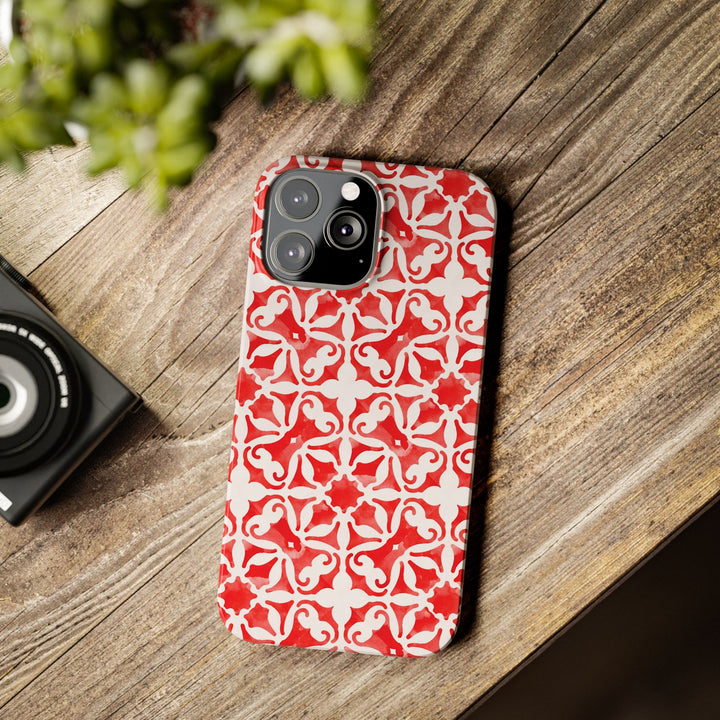 Slim Red Mosaic Gift for Her Cute Phone Cases for Iphone 16 Case | iPhone 15 Case | iPhone 15 Pro Max Case, Iphone 14, Iphone 14 Pro Max, Iphone 13, 12, 11, 10, 8,7 - Studio40ParkLane