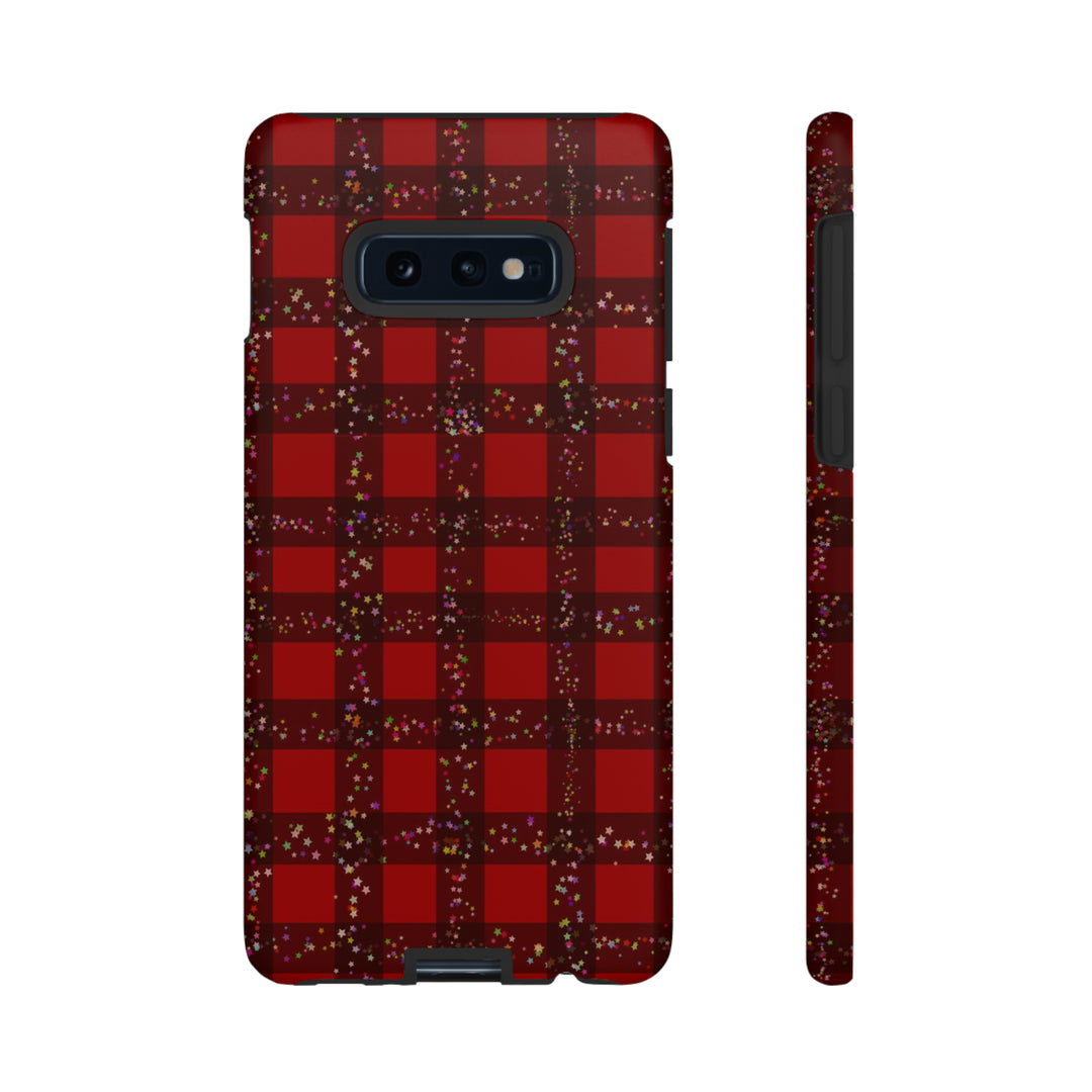 Samsung Phone Cases, Designer Samsung Galaxy S23 Phone Case, Samsung S22 Case, Samsung S21 Case, Samsung S20 Case, Red Festive Plaid - Studio40ParkLane