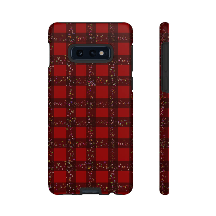 Samsung Phone Cases, Designer Samsung Galaxy S23 Phone Case, Samsung S22 Case, Samsung S21 Case, Samsung S20 Case, Red Festive Plaid - Studio40ParkLane