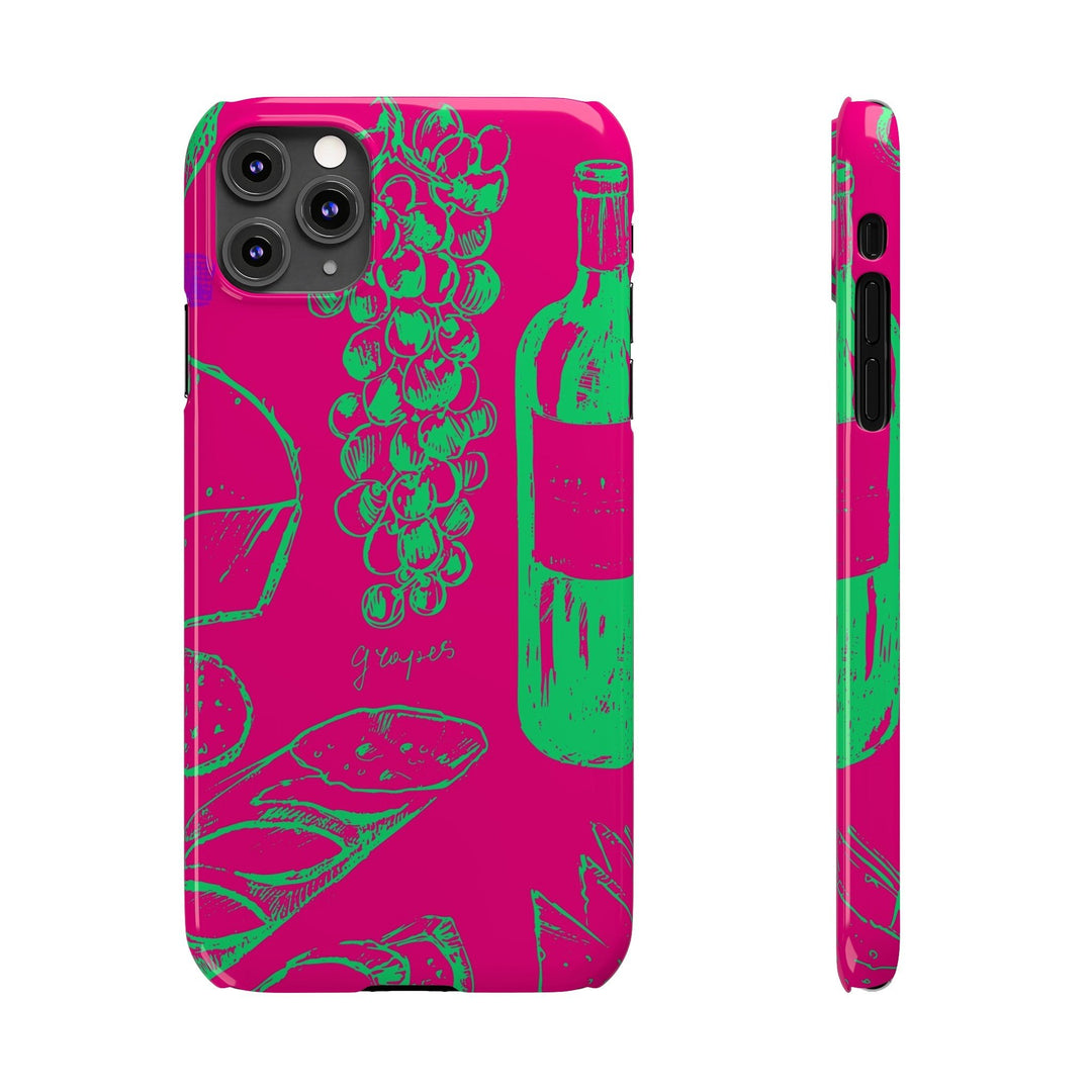 Slim French Food Wine Pink Green Cute Phone Cases for Iphone | iPhone 15 Case | iPhone 15 Pro Max Case, Iphone 14, Iphone 14 Pro Max, Iphone 13, - Studio40ParkLane