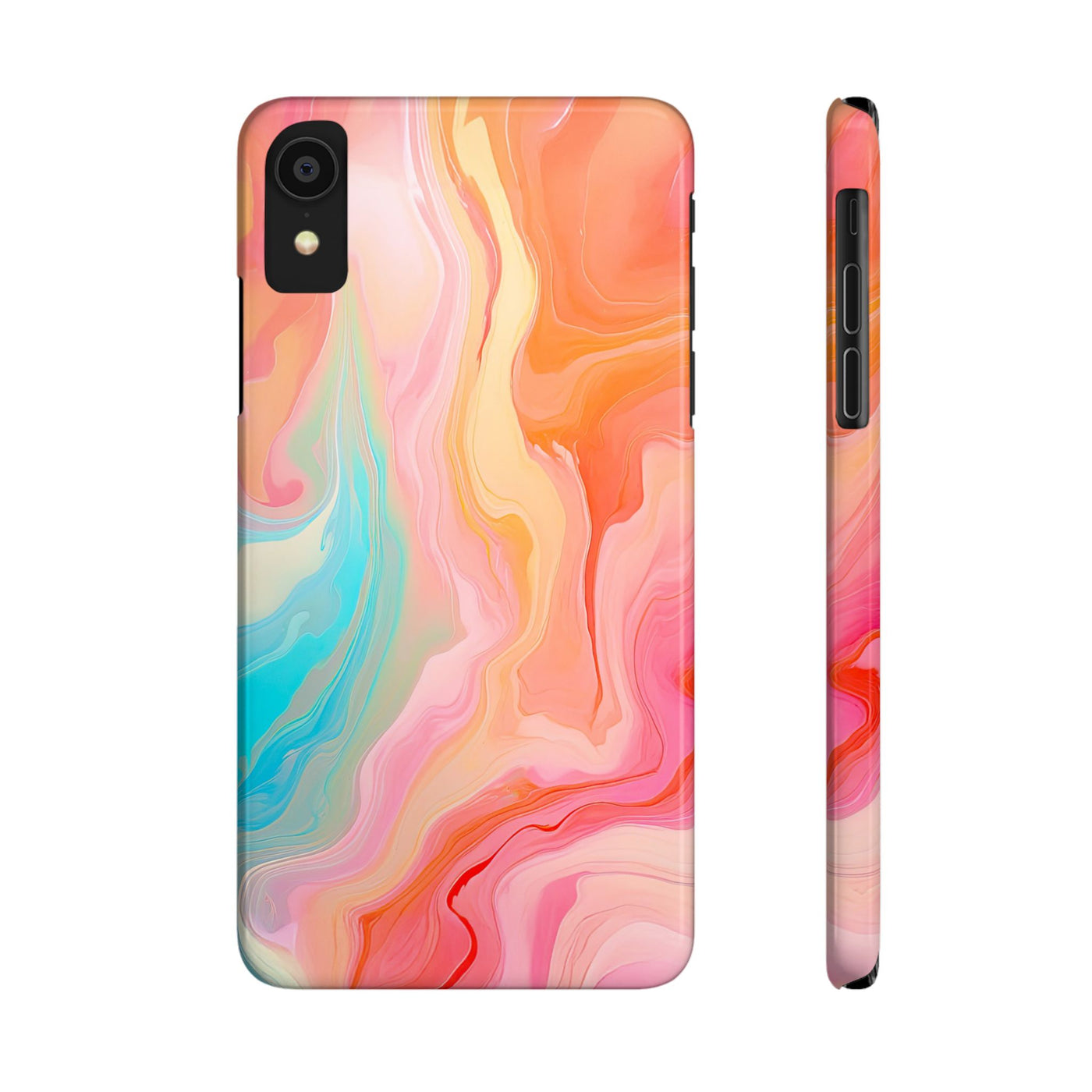 Slim Blue Pink Orange Marbled Cute Phone Cases for Iphone 16 Pro Max | iPhone 15 Case | iPhone 15 Pro Max Case, Iphone 14, Iphone 14 Pro Max, Iphone 13 12 11 8 7