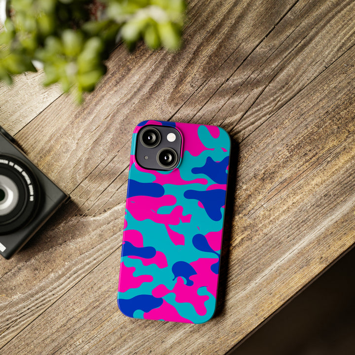 Slim Cute Phone Cases for Iphone - | iPhone 15 Case | iPhone 15 Pro Max Case, Iphone 14 Case, Iphone 14 Pro Max, Iphone 13, Blue Pink Camouflage - Studio40ParkLane