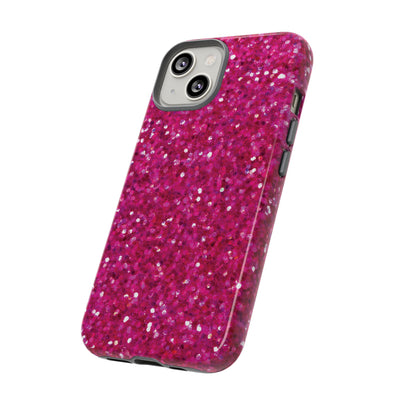 Faux Muted Pink Play on Glitter Effect Cute Phone Case, for IPhone 16 pro Max | Iphone 15, Iphone 14, IPhone 13 Case, 11 8 7, Samsung Galaxy S24, S23, S22, S21, 2 Layer Protection