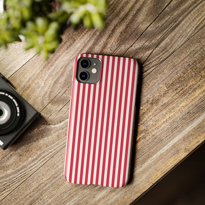 Slim Red Winterberry Striped Cute Phone Case for Iphone 16 - | iPhone 15 Pro Max Case | iPhone 14 Case 13 12 11 10 9 8 7 X XS Gift for Her