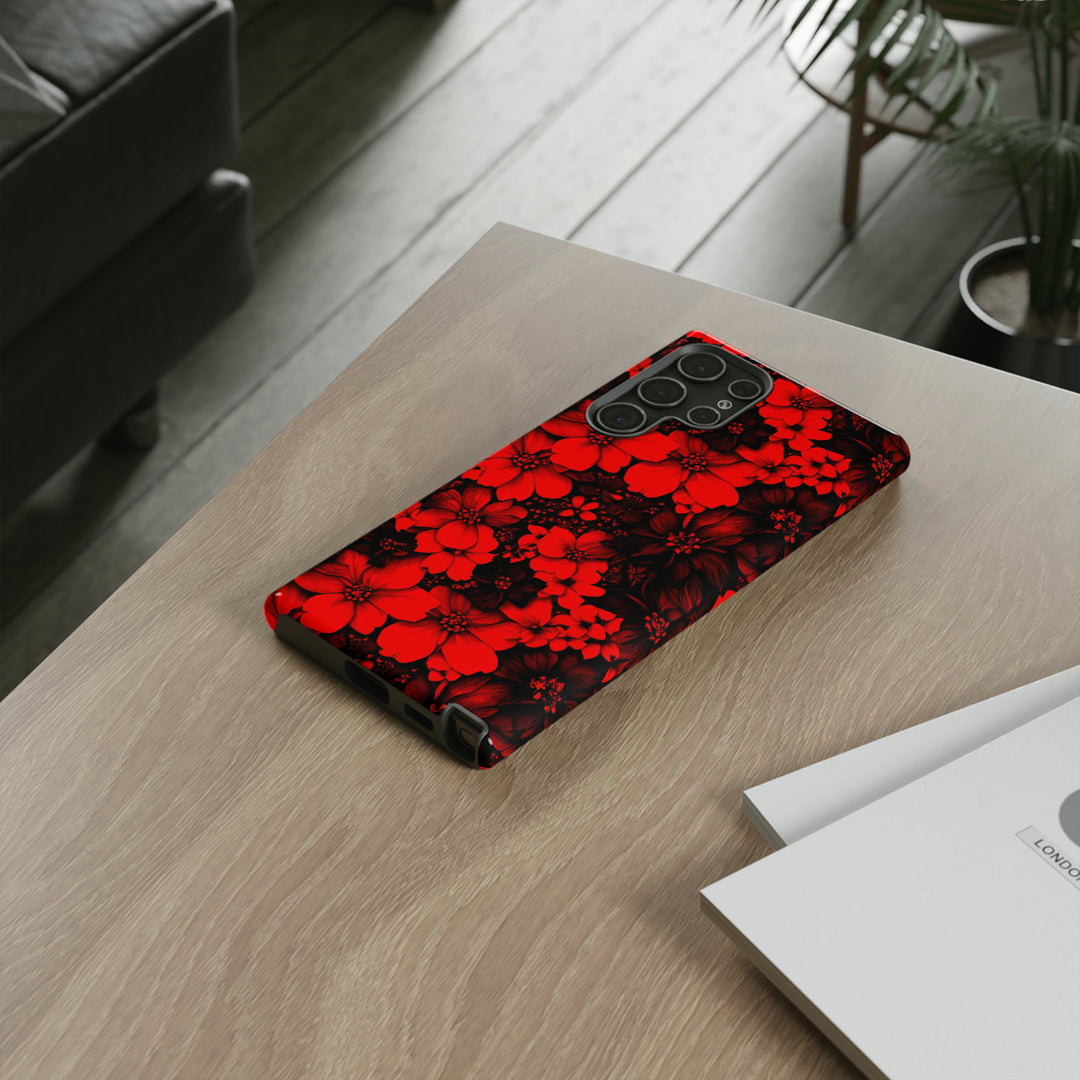 Cute Samsung Phone Case | Aesthetic Samsung Phone Case | Galaxy S23, S22, S21, S20 | Red Black Flowers, Protective Phone Case - Studio40ParkLane