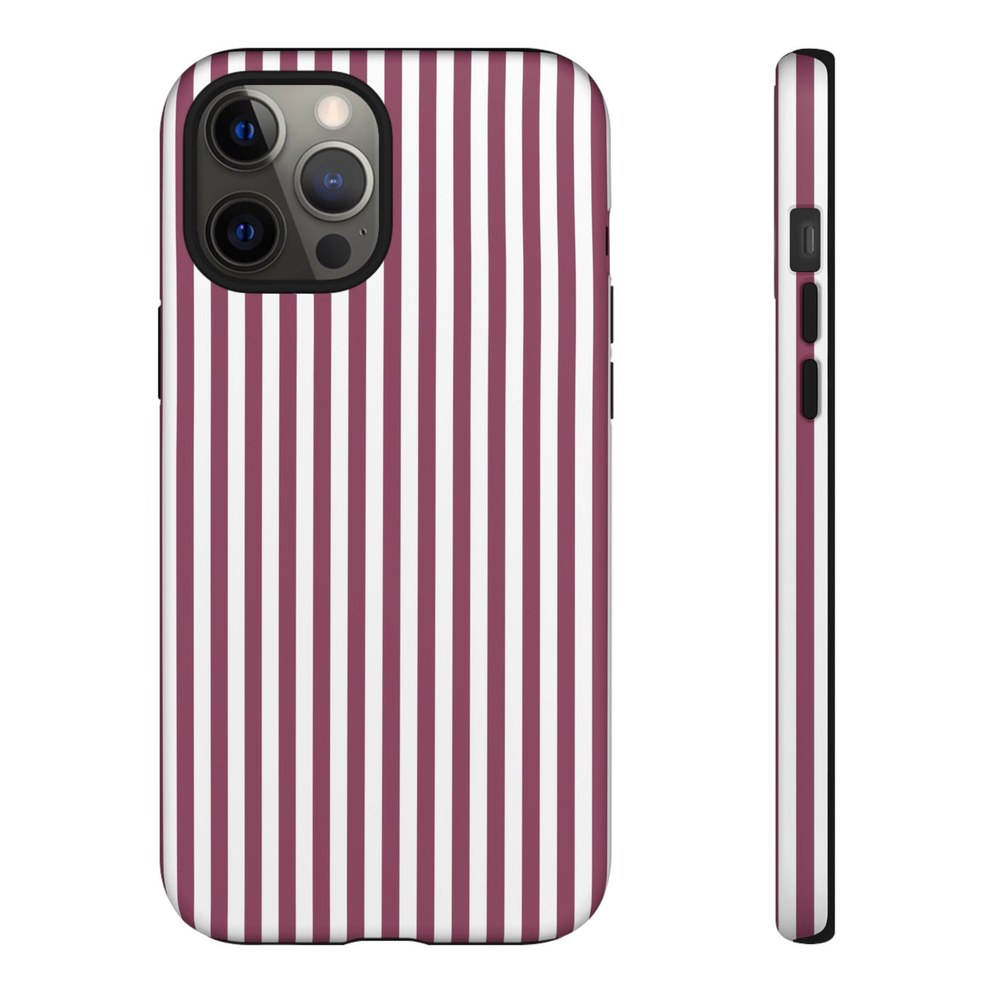 Tough Premium Old Claret Stripes Phone Case Gift for Her - For Apple iPhone 16 Pro Max 16e iPhone 15 Pro iPhone Iphone 14 Plus 13 Pro 12 SE XR - Studio40ParkLane