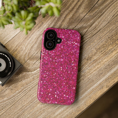 Faux Muted Pink Play on Glitter Effect Cute Phone Case, for IPhone 16 pro Max | Iphone 15, Iphone 14, IPhone 13 Case, 11 8 7, Samsung Galaxy S24, S23, S22, S21, 2 Layer Protection