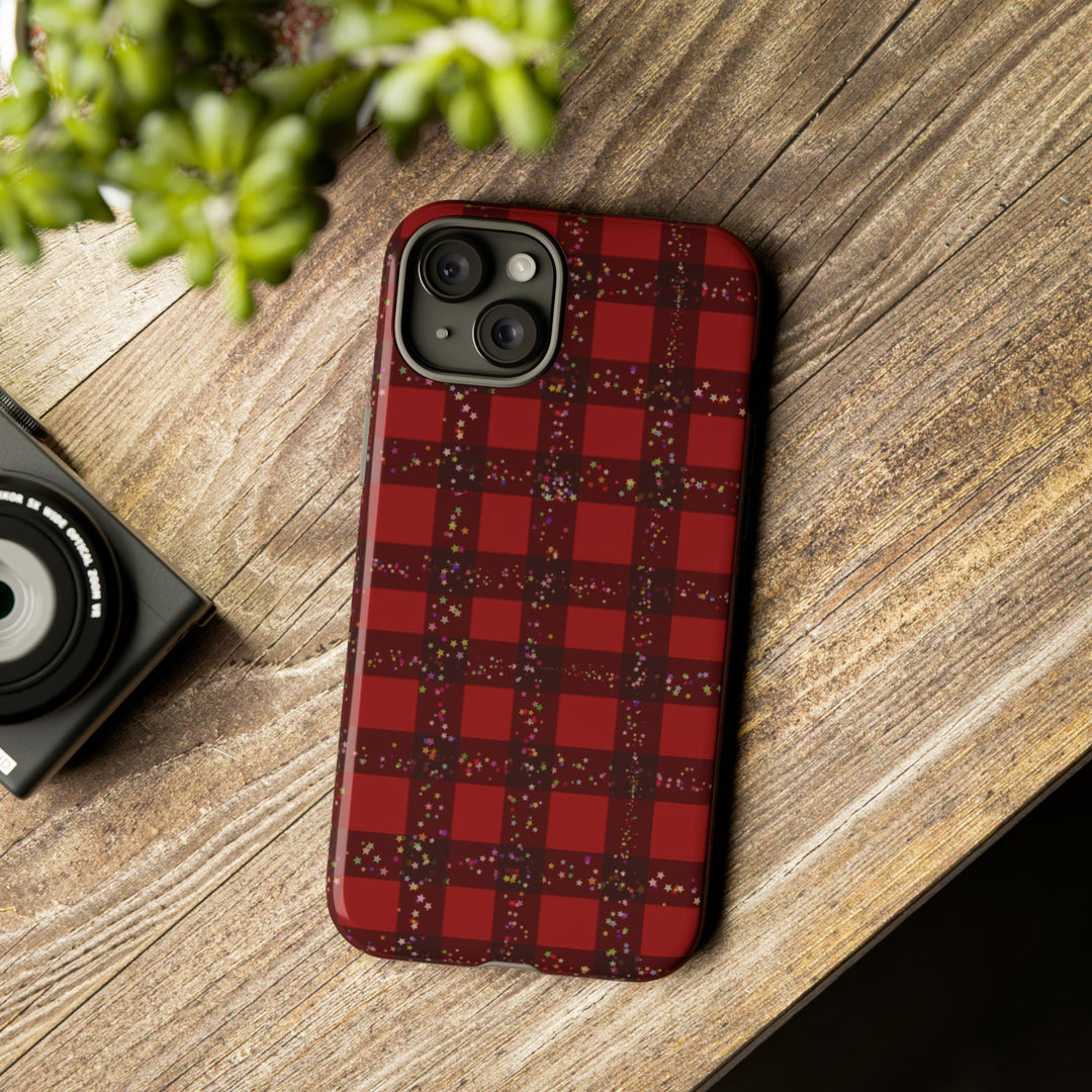 Cute IPhone Case | iPhone 15 Case | iPhone 15 Pro Max Case, Iphone 14 Case, Iphone 14 Pro Max Case IPhone Case for Art Lovers, Red Festive Plaid - Studio40ParkLane