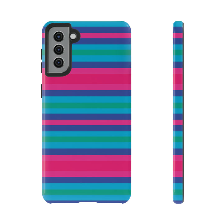 Cute Samsung Phone Case | Aesthetic Samsung Phone Case | Stripes Blue Pink | Galaxy S23, S22, S21, S20 | Luxury Double Layer | Cool - Studio40ParkLane