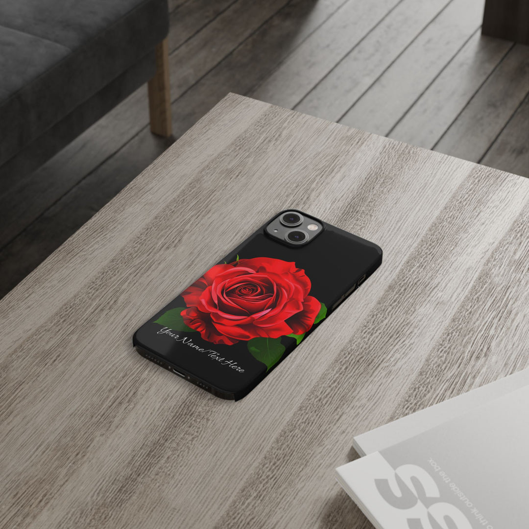 Slim Custom Personalized Red Rose Flowers Gift for Her Cute Phone Cases for Iphone 16 Pro Max | iPhone 15 Case | iPhone 15 Pro Max Case, Iphone 14, Iphone 14 Pro Max, Iphone 13 12 11 8 7 - Studio40ParkLane