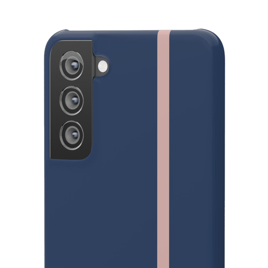 Sleek Navy Blue Pink Stripe Snap Phone Case for iPhone 18 17 16 15 14 13 Pro Max, Samsung Galaxy S26 S25 Ultra Lightweight Cute Phone Case - Studio40ParkLane