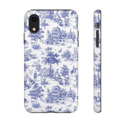 Premium Tough Blue French Toile Gift for Her Cute Phone Cases for Samsung and Iphone, 16, 15, 14, S24, S23, S22, S21, S20, Plus, Ultra, Pro