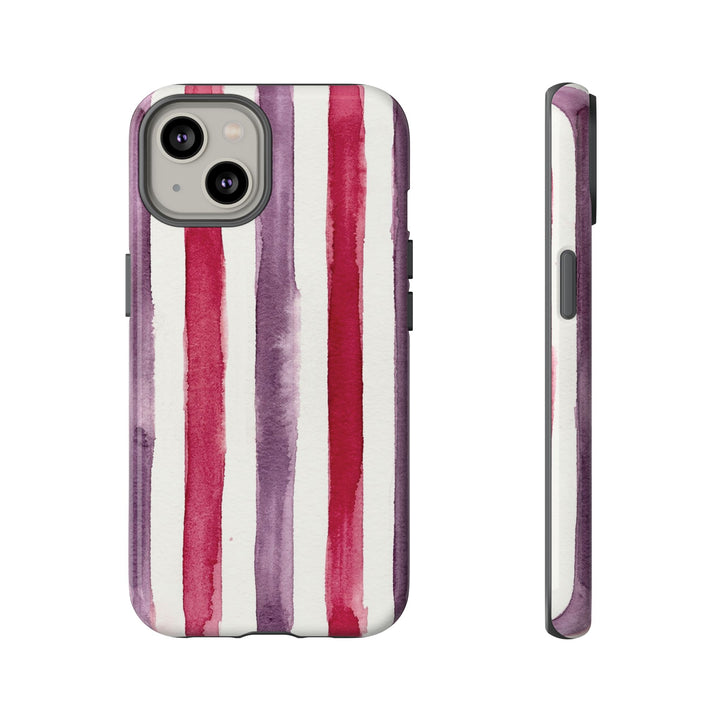 Tough Cute Wine Red Purple Stripes Phone Case, for IPhone 17 Pro Max | Iphone 17 Air, Iphone 16, IPhone 15, 14 13 12, Samsung Galaxy S26, S25, S24, S23 - Studio40ParkLane