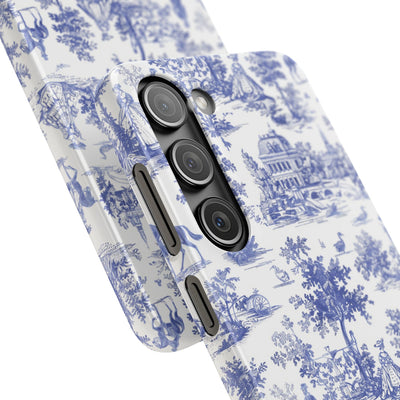 Snap Blue Vintage French Toile Cute Phone Cases for Samsung Galaxy S24, S23, S22, S21, S20, Plus, Ultra, Iphone 16, 15, 14, Pro and Max