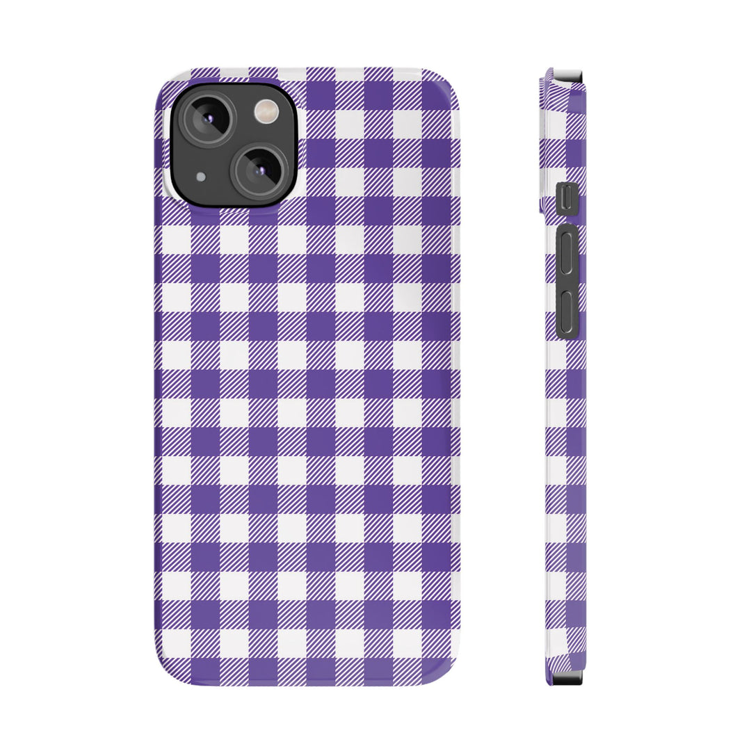 Slim Purple Gingham Gift for Her Cute Phone Cases for Iphone 16 Pro Max | iPhone 15 Case | iPhone 15 Pro Max Case, Iphone 14, 13, 12, 11, 10, 8, 7 - Studio40ParkLane