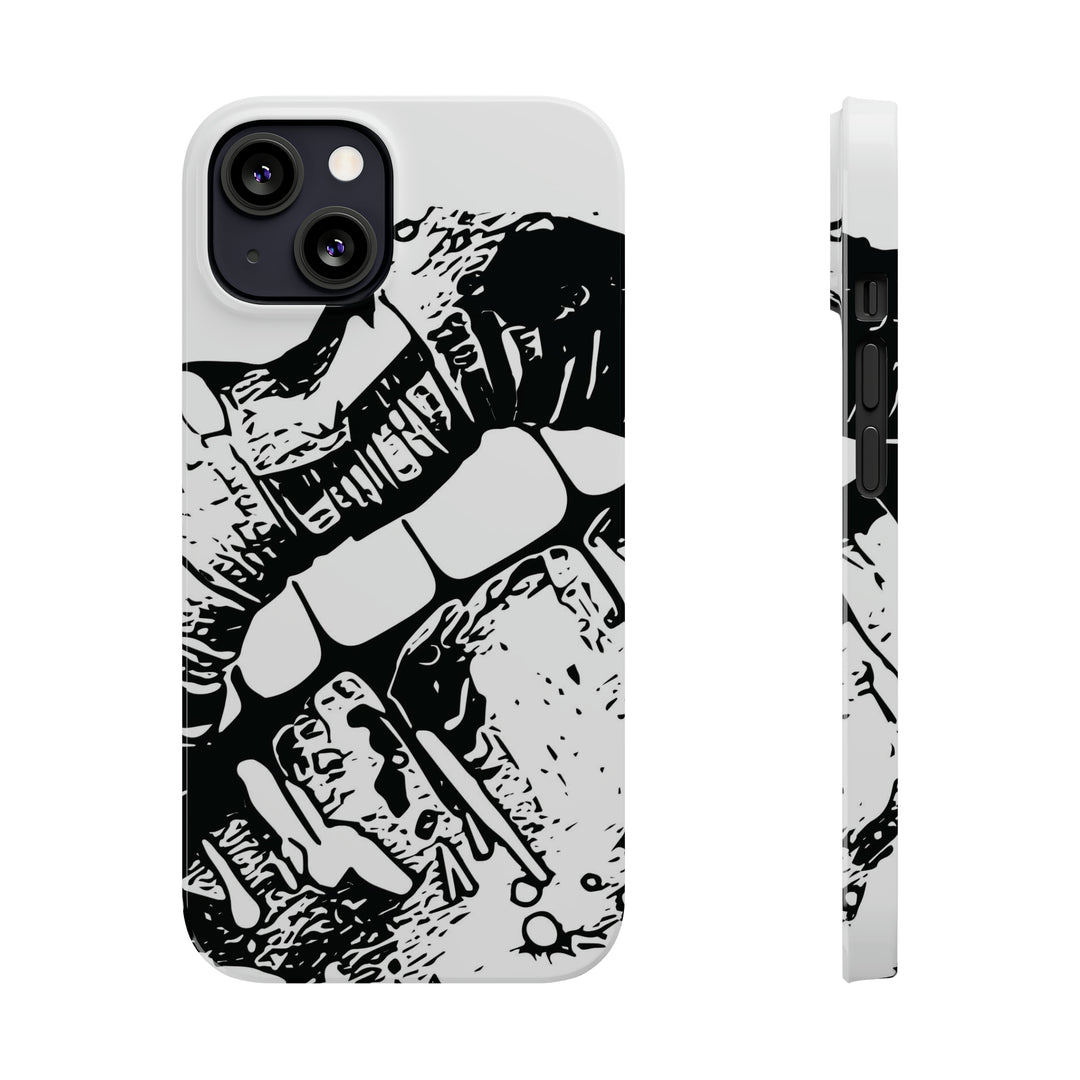 Slim Cute Phone Cases for Iphone - | iPhone 15 Case | iPhone 15 Pro Max Case, Iphone 14 Case, Iphone 14 Pro Max, Iphone 13, Smile Lips Black and White - Studio40ParkLane