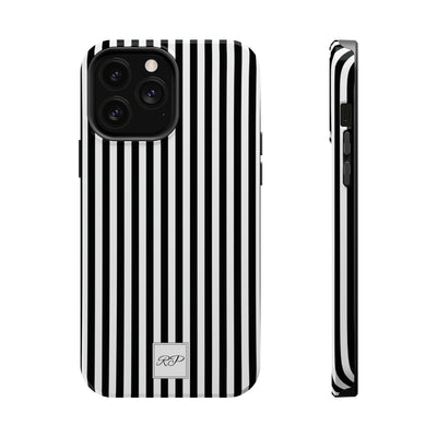 Custom Personalized Black White Striped Magsafe Phone Case for Iphone 17 - | iPhone 16 Pro Max Case | iPhone 15 Case Iphone 14 13 12 11 10 - Studio40ParkLane