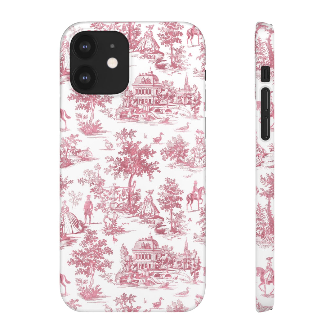 Sleek Snap Pink French Toile Cute Phone Case for iPhone 16 15 14 13 12 11 X Xs Max Xr Pro Plus Samsung Galaxy S24 S23 S22 S21 S20 Note Ultra