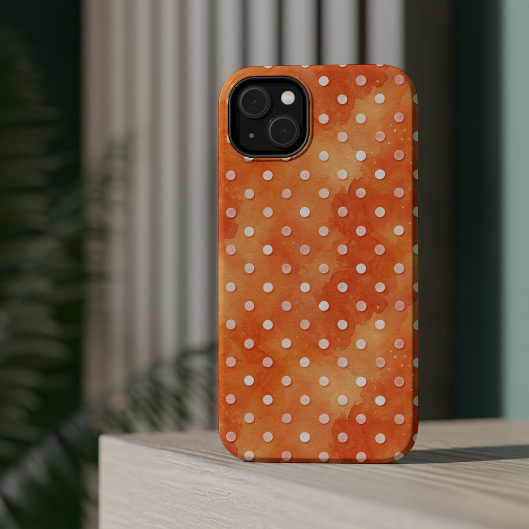 Aesthetic Tough Magsafe Orange Polka Dots Phone Case - For iPhone 17 Pro Max iPhone 16 Pro iPhone 15 Iphone 14 Plus 13 Pro 12 11 10 XR - Studio40ParkLane
