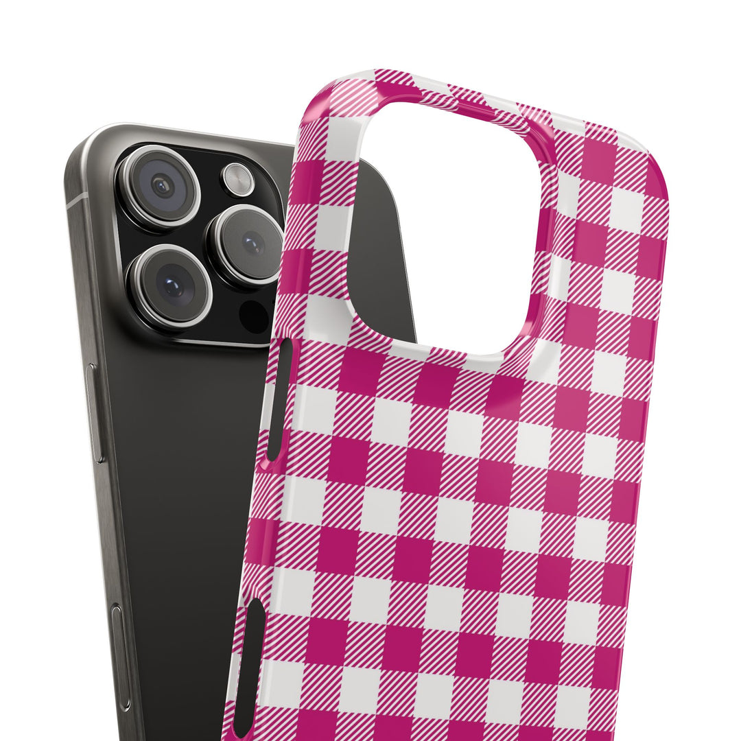 Slim Pink Gingham Gift for Her Cute Phone Cases for Iphone 16 Pro Max | iPhone 15 Case | iPhone 15 Pro Max Case, Iphone 14, 13, 12, 11, 10, 8, 7 - Studio40ParkLane
