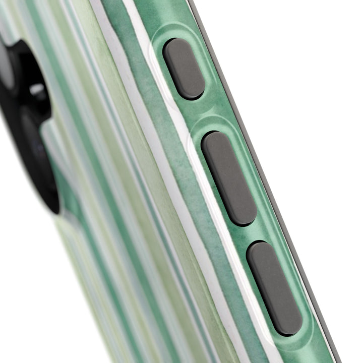 Aesthetic Tough Magsafe Green Stripes Watercolor Phone Case - For iPhone 17 Pro Max iPhone 16 Pro iPhone 15 Iphone 14 Plus 13 Pro 12 11 10 - Studio40ParkLane