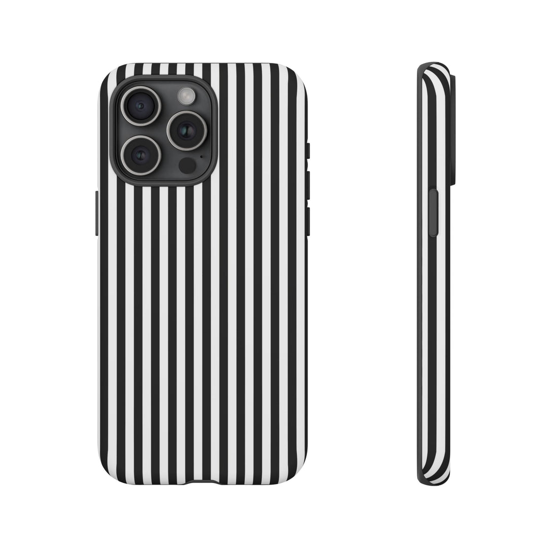 Tough Premium Black White Stripes Phone Case Gift for Her - For Apple iPhone 16 Pro Max 16e iPhone 15 Pro iPhone Iphone 14 Plus 13 Pro 12 SE XR - Studio40ParkLane